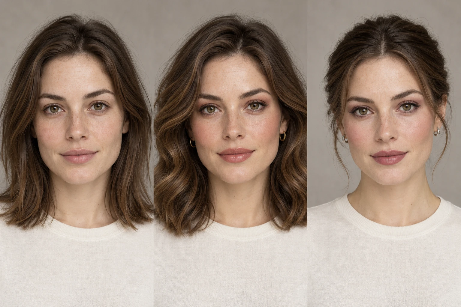 Reference; Peach & Soft Waves; Rose & Low Bun